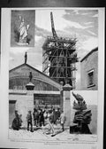 Original Old Antique Print Paris Rue De Chazelles Making Statue Liberty 20th