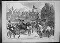 Original Old Antique Print Thanksgiving Ceremony Arrival Queen England London