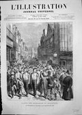 Old Antique Print Reservists England Detachment Leaving Rejoin Corps 1878 19th