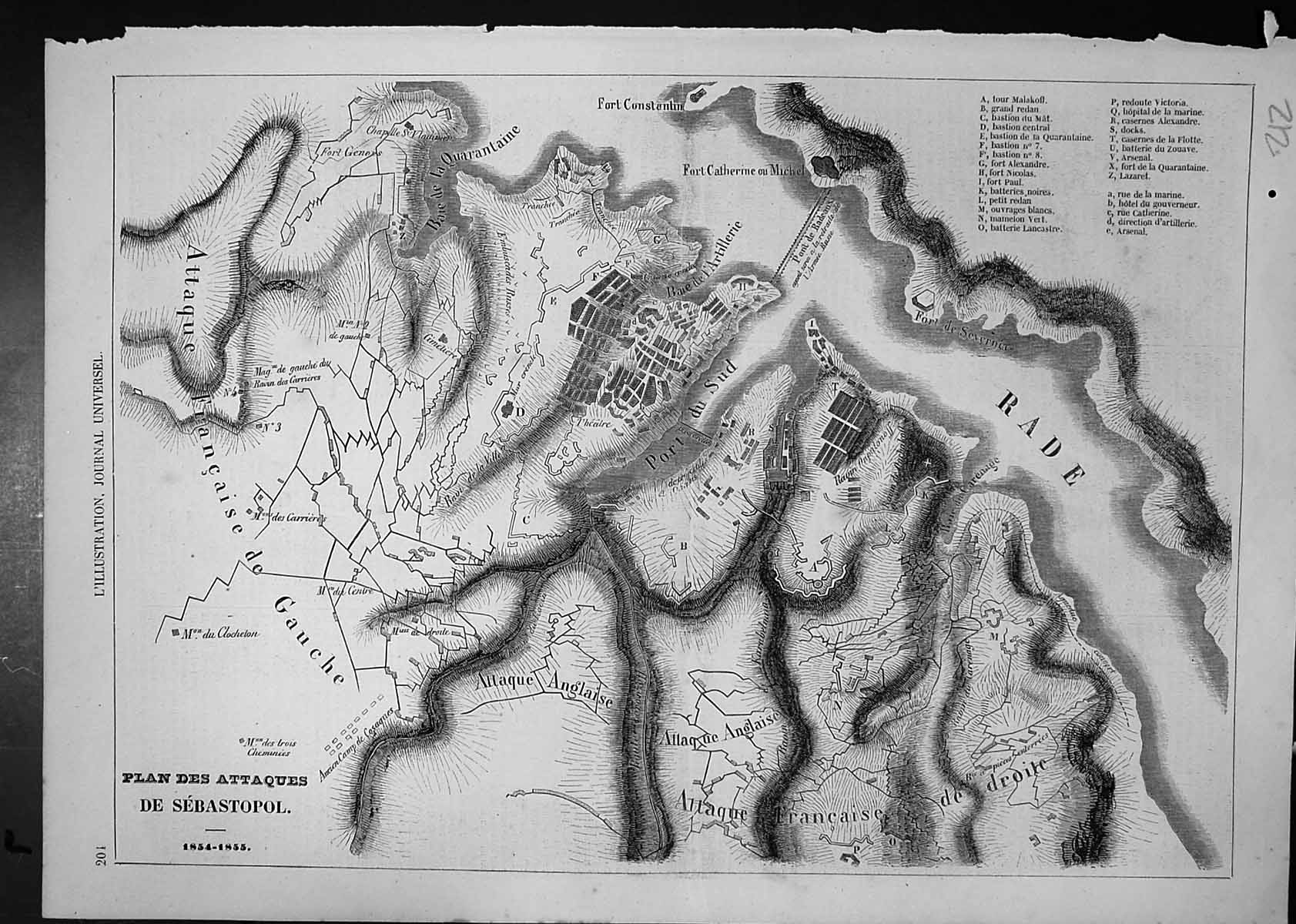 Antique Print Map Attack Sebastopol Attack French English Fort Constantine