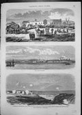 Antique Old Print Port Kamiesh Entrance Port Sebastopol Fort St Paul Trenches