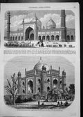 Original Old Antique Print Grand Mosque Delhi Siers Elephant Tomb Soudja Daolat