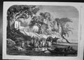 Antique Old Print Washing Banks Ganges People Elephants Rowing Boat Berard