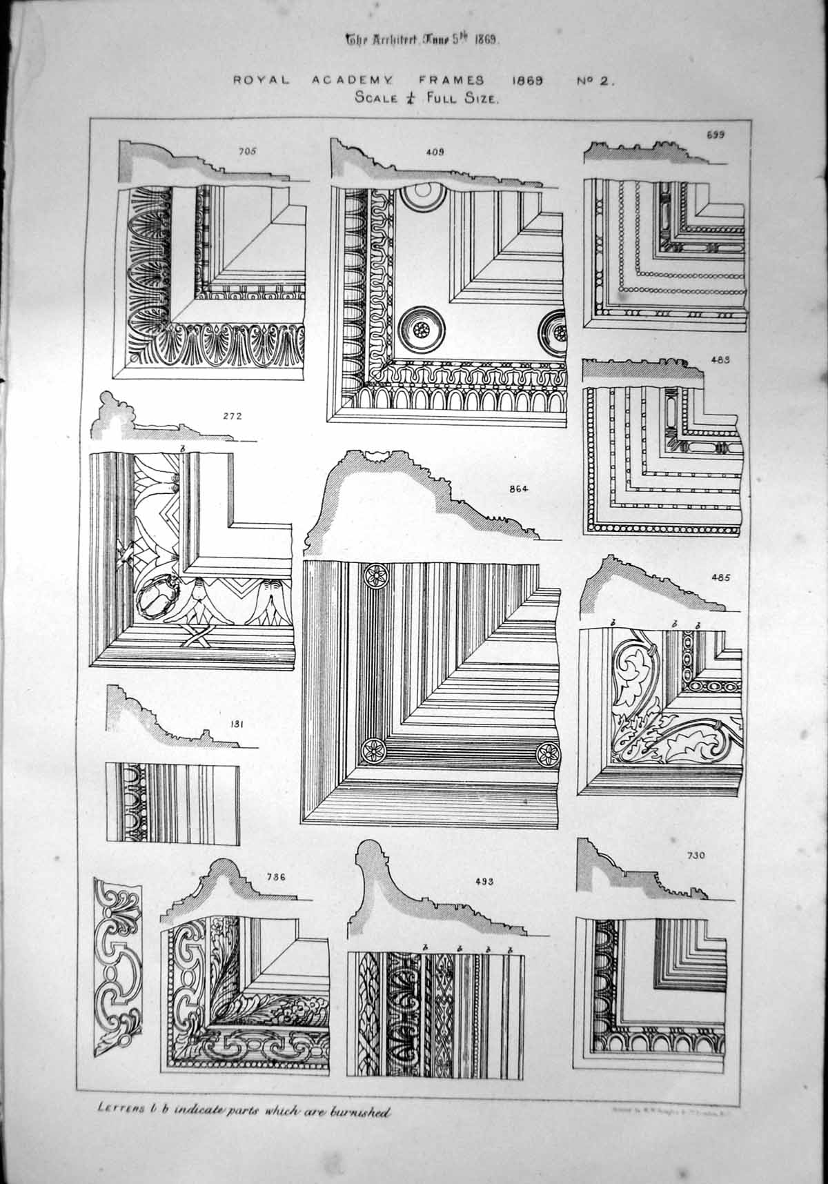 Old Royal Academy Frames Drawn Quarter Size Ii Showing Burnishing 1869 19th