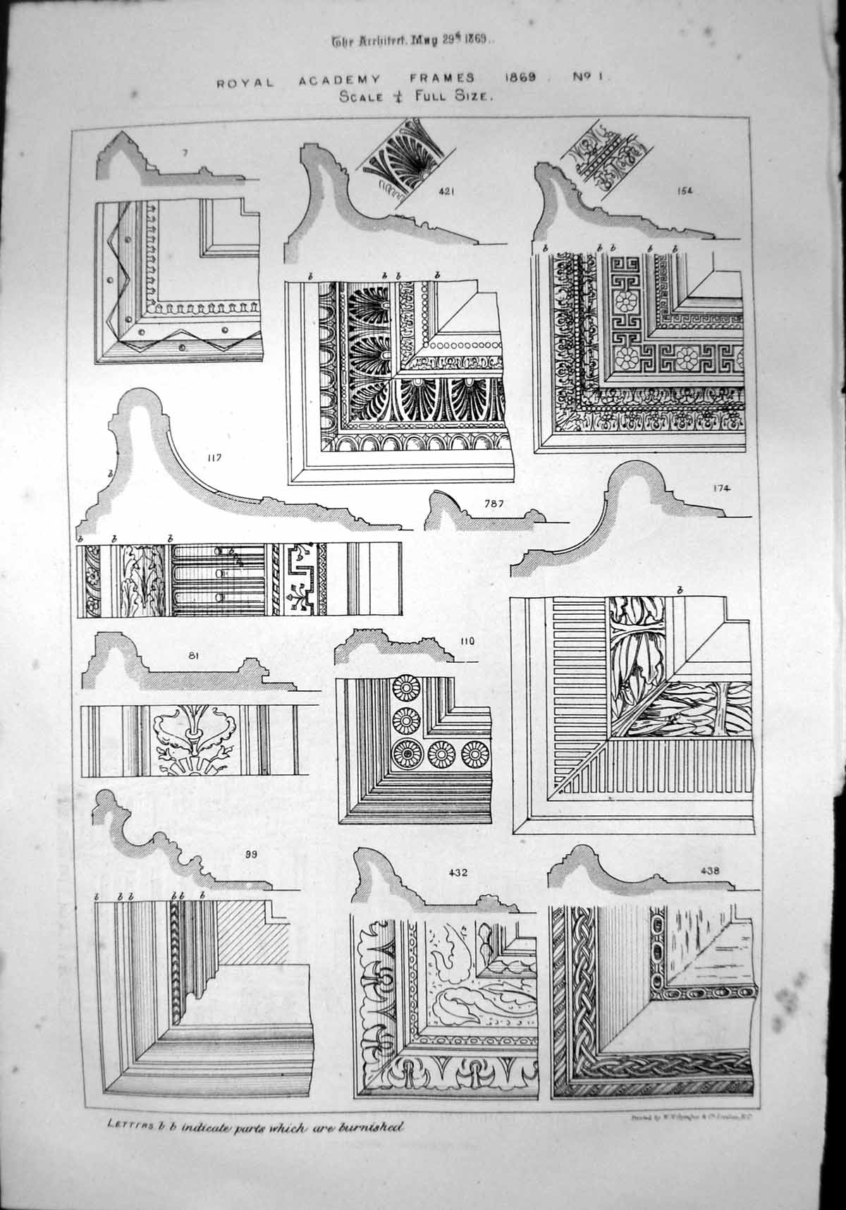 Old Royal Academy Frames Drawn Quarter Size I Showing Burnishing 1869 Victorian