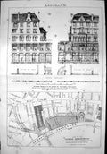 Old Buildings Proposed Thames Embankment Elevations Plan Hayward 1869 Victorian
