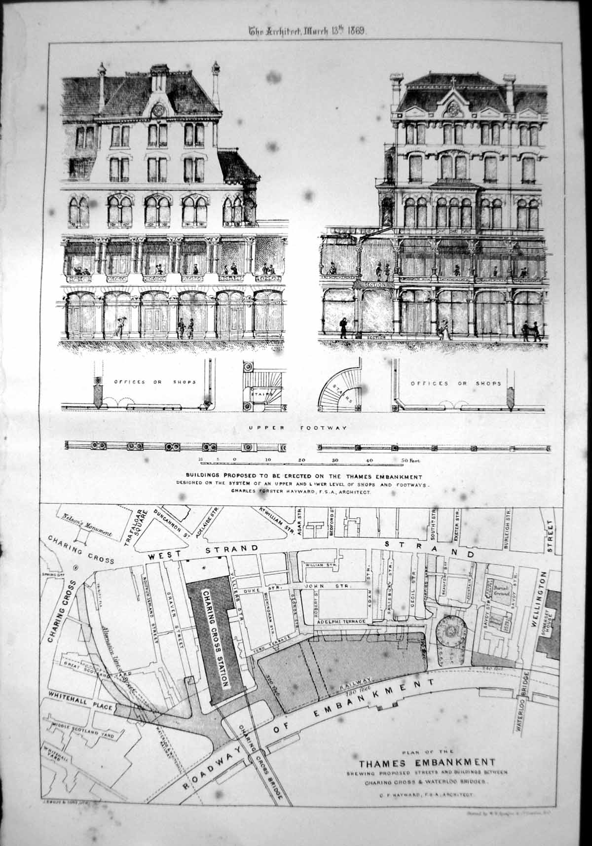 Old Buildings Proposed Thames Embankment Elevations Plan Hayward 1869 Victorian