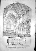 Old Print St George'S Church Lennoxville Canada Interior Plan Fowler 1869 19th
