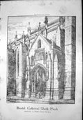 Antique Print Bristol Cthedral North Porch Architect GE Street Statues 1869