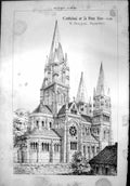 Antique Print Cathedral St Finn Bar W Burgess Architect Exterior View 1869 19th