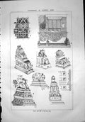 Antique Old Print Shop Fronts Frankfurt Metalwork Stone Carvings Heads 1870