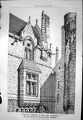 Old View Portion New Buildings Chateau De Martinvast France White 1870 19th