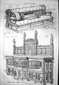Old Print Smoking Room Sofa Drawing Room Cabinet Ej Tarver Architect 1870 19th