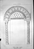 Old Print South Stoke Church Details Norman Doorway Porch Elevation 1870 19th