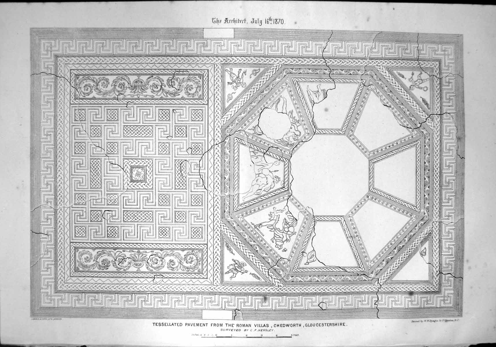 Old Tessellated Pavement Roman Villas Chedworth Gloucestershire 1870 Victorian