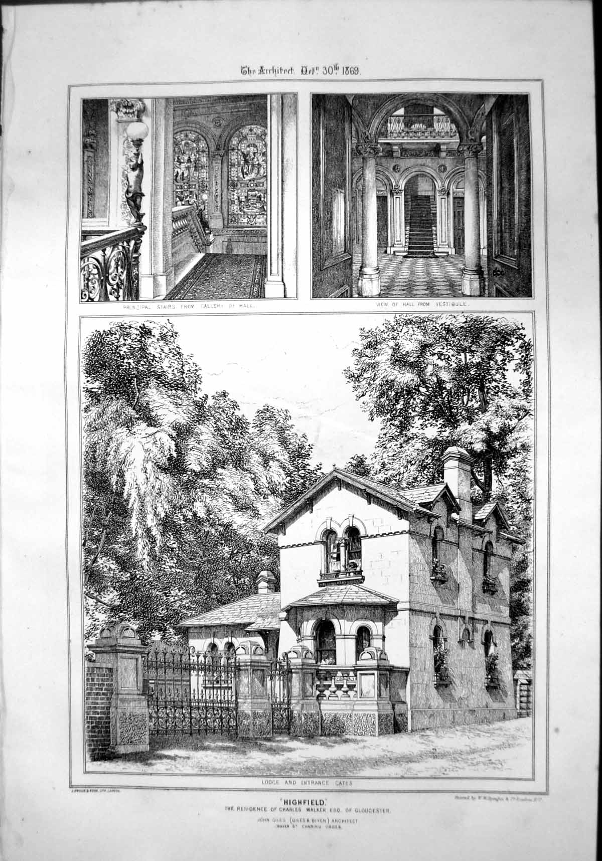 Old Highfield Residence Charles Walker Gloucester Interior Exterior 1869 19th