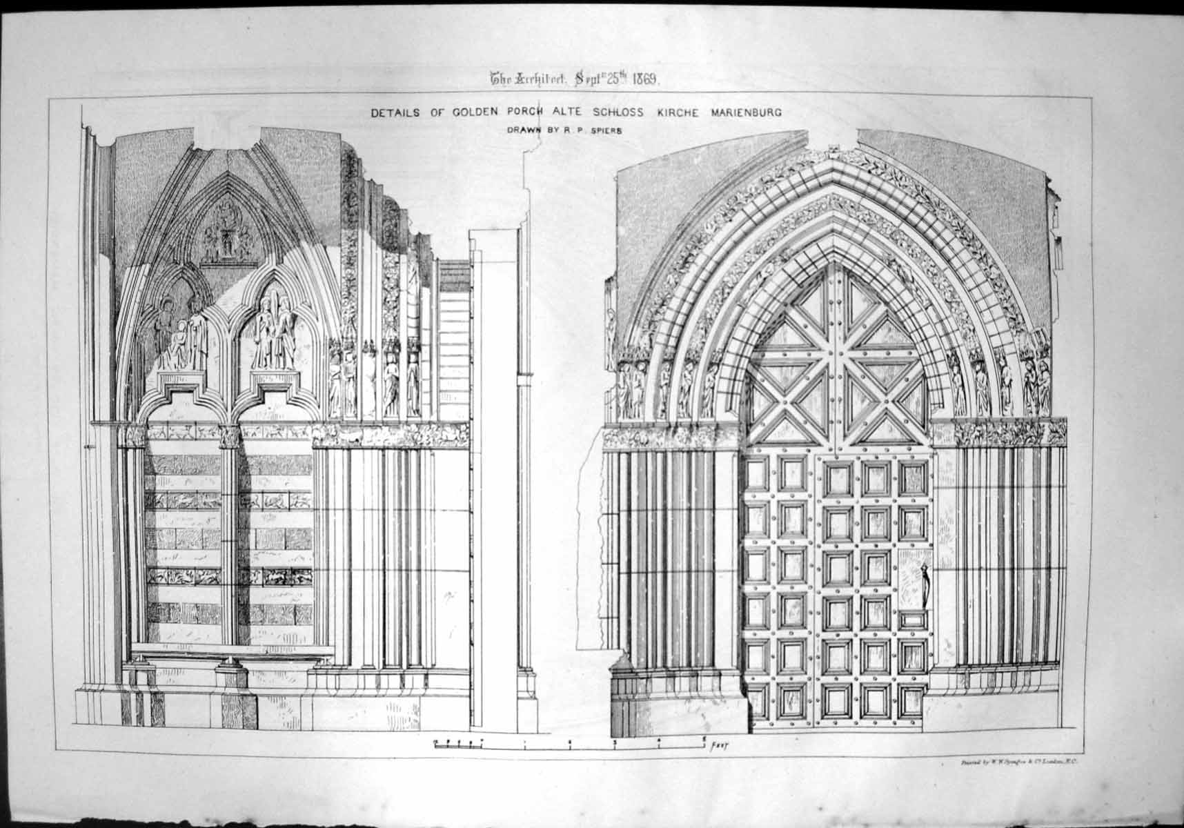 Old Gen Porch Alte Schloss Marienburg Details Drawn R P Spiers 1869 Victorian