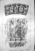 Antique Old Print Santiago Cathedral West Doorway Statues South Jamb Arch1869