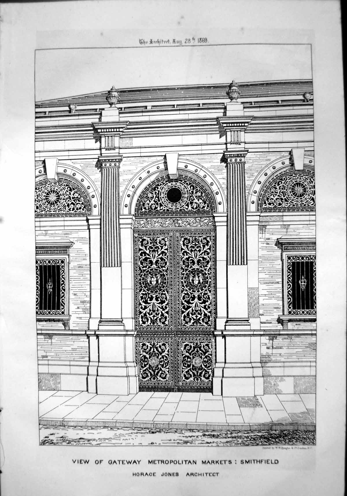 Old View Gateway Metropolitan Markets Smithfield H Jones Architect 1869 19th