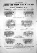 Old Print Cast-Iron Door Window Heads Adverts Thorncliffe Sheffield 1871 19th