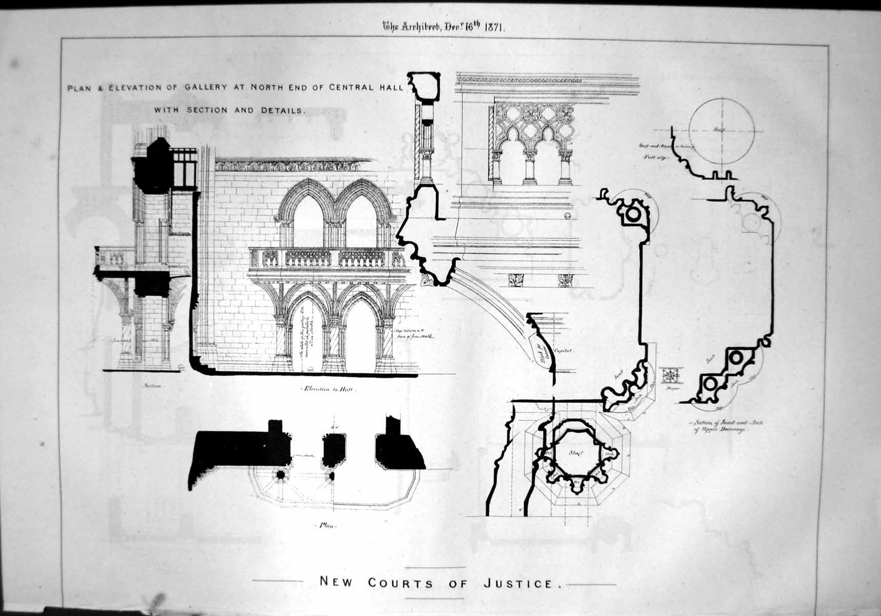 Old New Courts Justice Details Gallery N End Central Hall Ge Street 1871 19th