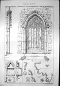 Antique Old Print Northorpe Church Lincolnshire South Doorway Piscina 1871 19th