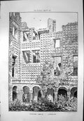 Old Print Crichton Castle Interior Sketch Lith A H Haig Arches Ruins 1871 19th