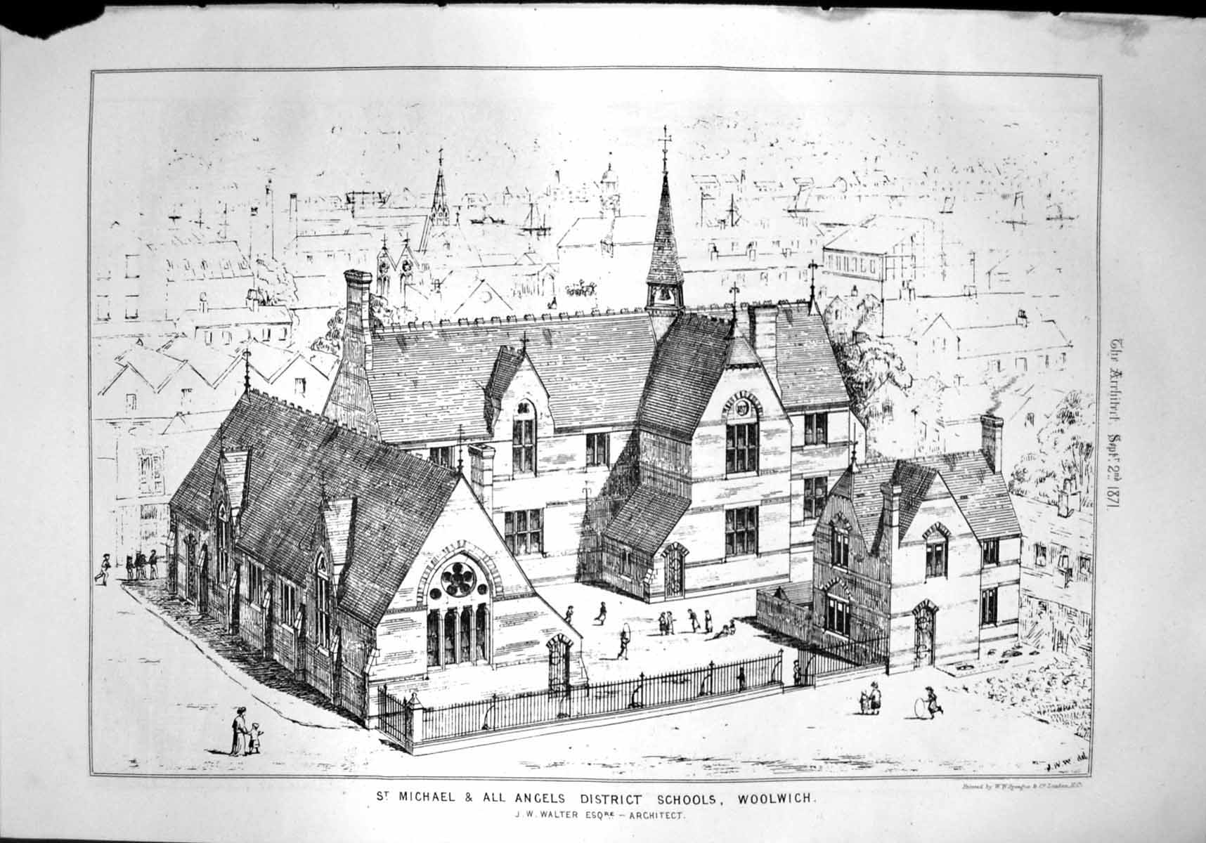 Old St Michael All Angels District Schools Woolwich View Setting 1871 Victorian