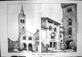 Antique Print Street Architecture Monza Clock Tower Arched Passageway 1871 19th