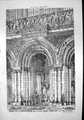 Old Print Bayeux Cathedral Bay Nave Arcade North Side Columns Arches 1871 19th