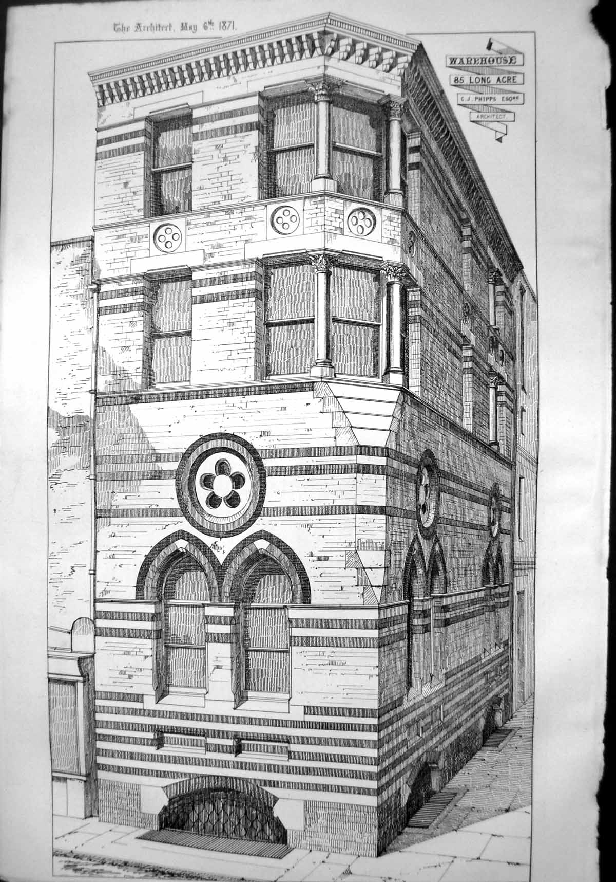 Old Print Warehouse 85 Longacre Cj Phipps Architect Perspective View 1871