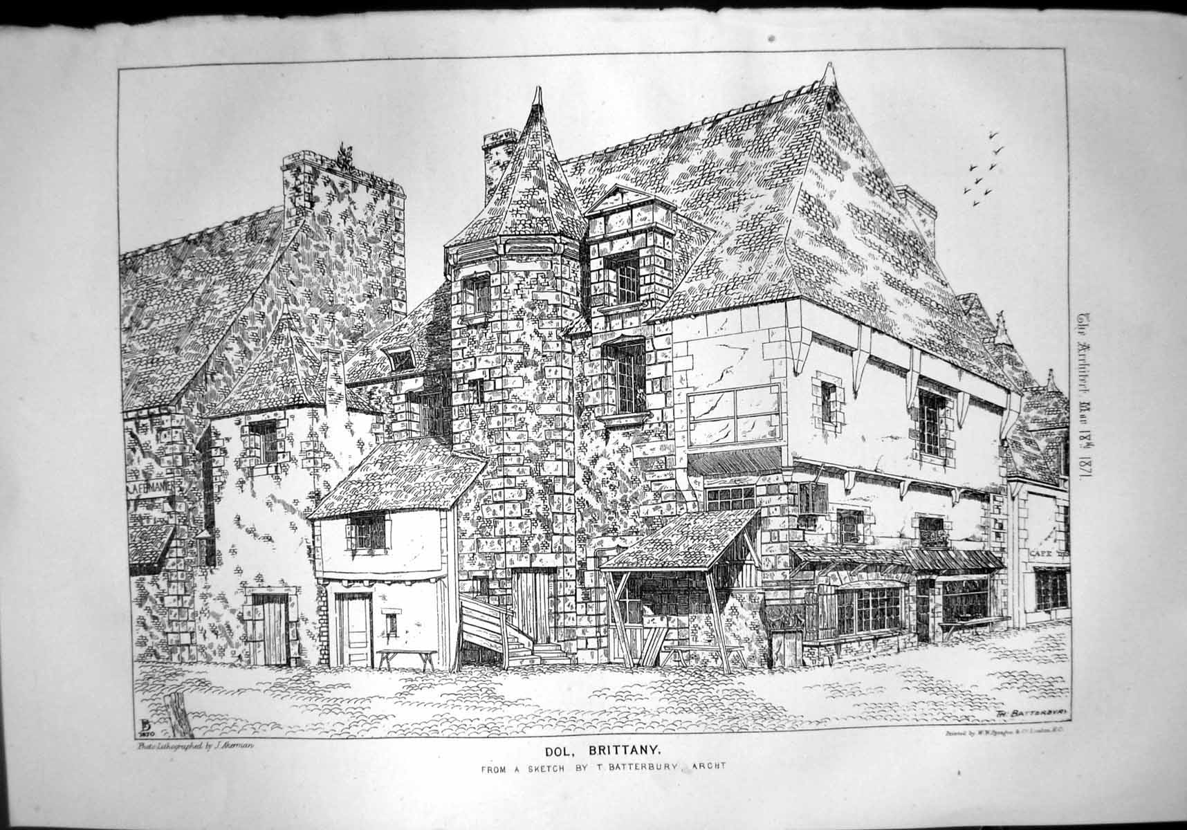 Antique Print Dol Brittany From Sketch T Batterbury Architect Tiled Ro1871 19th
