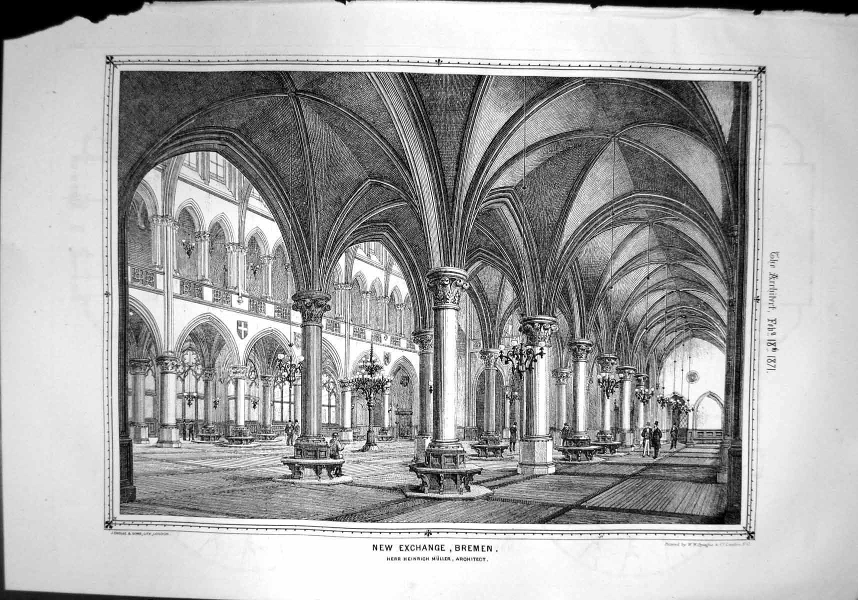 Old New Exchange Bremen Herr Heinrich Muller Architect Interior 1871 Victorian