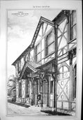 Antique Print Porch Crennick New House Cf Hayward Architect Cornwall 1871 19th