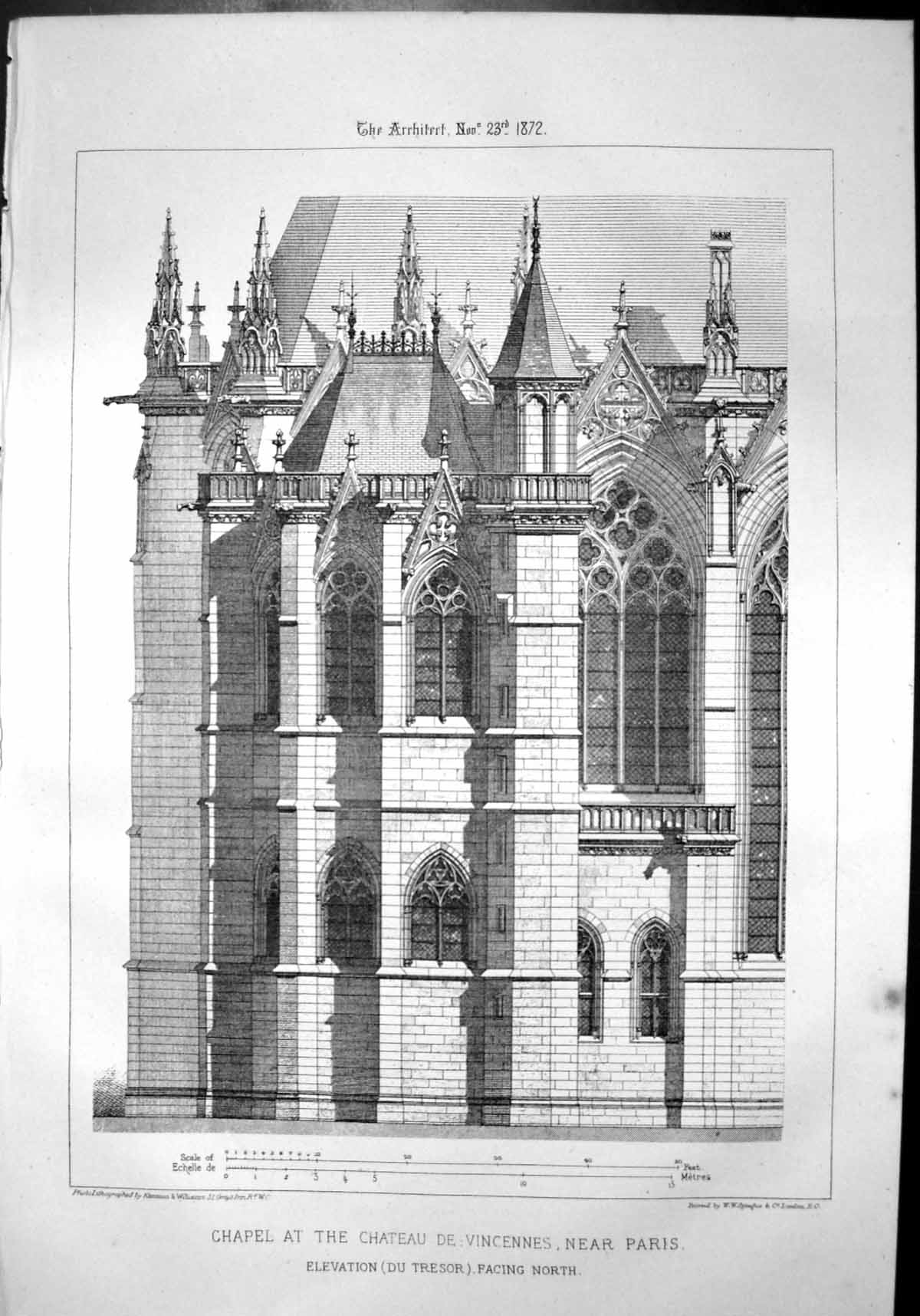 Old Chapel Chateau De Vincennes Paris Elevation Du Tresor To North 1872 19th