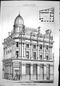 Old Print Bradford District Bank Milnes France Architects Perspective Plan 1872