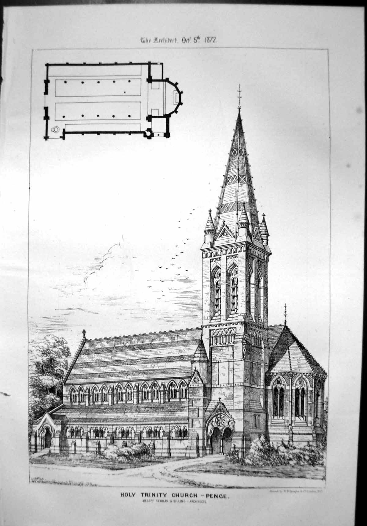 Print Holy Trinity Church Pence Elevation Plan Newman Billing Architects 1872