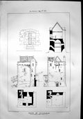 Antique Old Print House Kilcolman Drawn Edward W Godwin Elevations Plans 1872