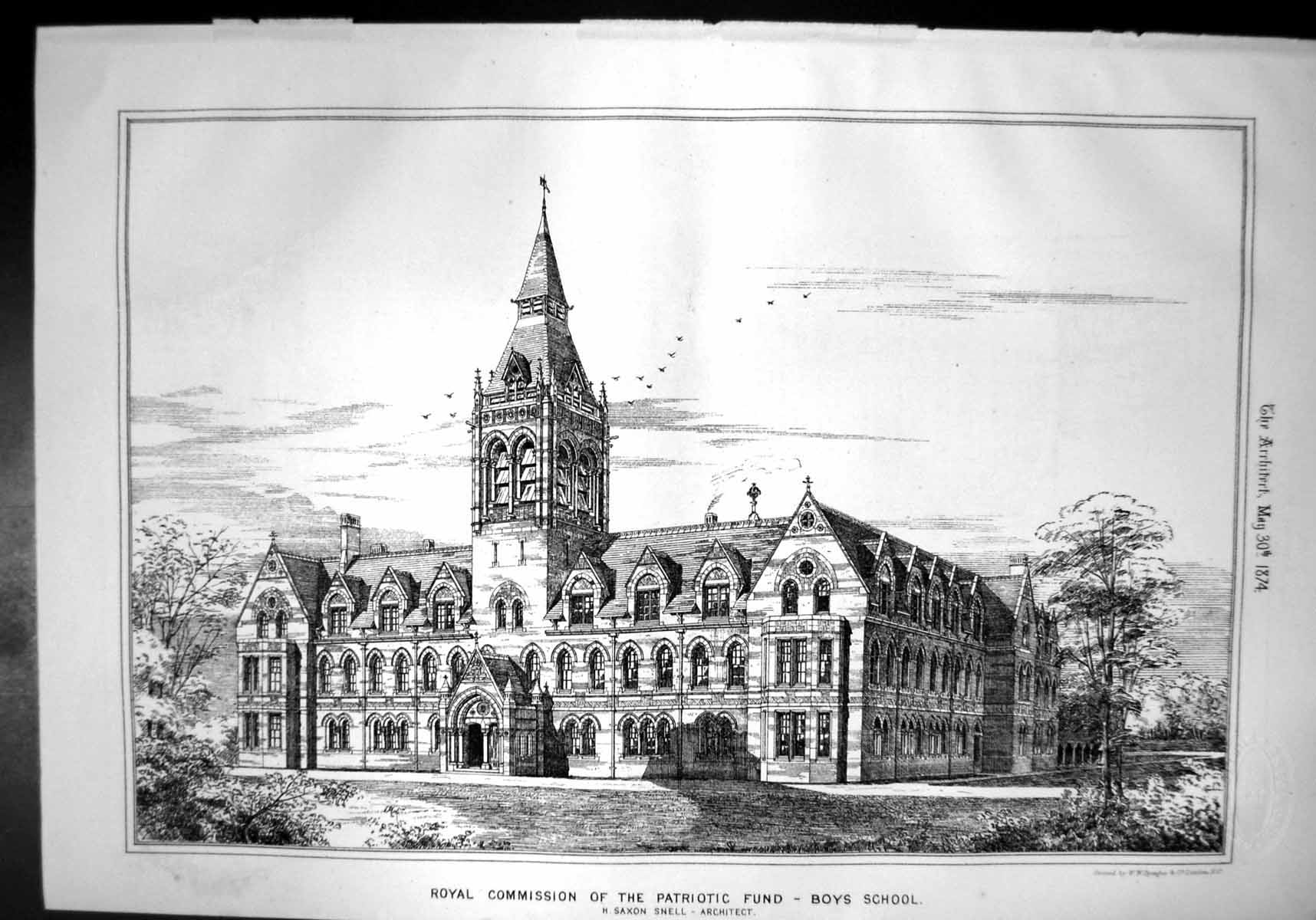 Old Royal Commission Patriotic Fund Boys School Hs Snell Exterior 1874 19th