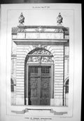 Antique Print Types French Architecture Entrance Rue Du Bac Paris Urns 1874