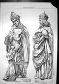 Old Print Statues Henry Vii Chapel Westminster St Wilfred St Edward 1874 19th