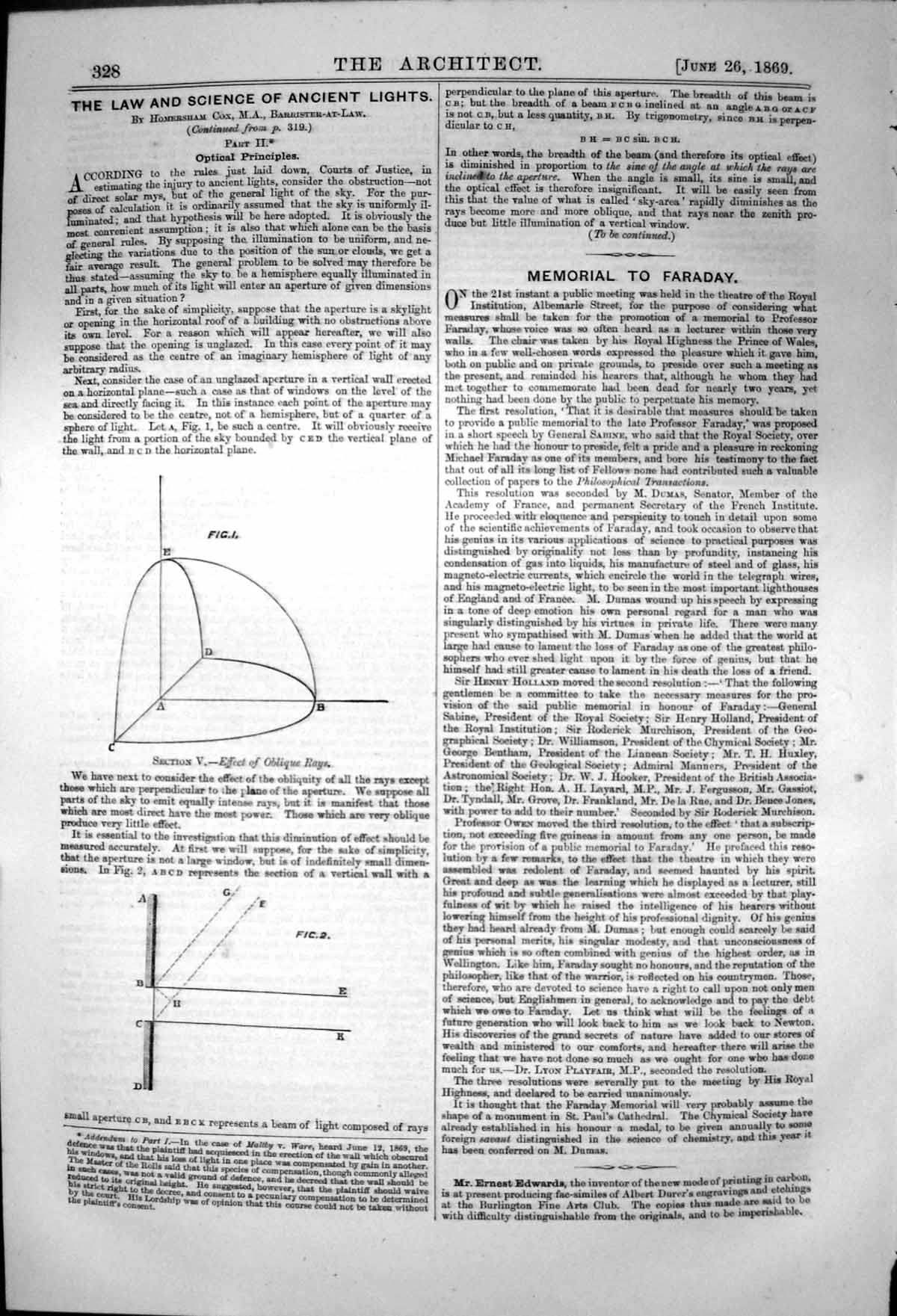Original Old Antique Print Law Science Ancient Lights Effect Oblique Rays 1869