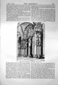 Original Old Antique Print West Doorway Cathedral Santiago From Street 1869