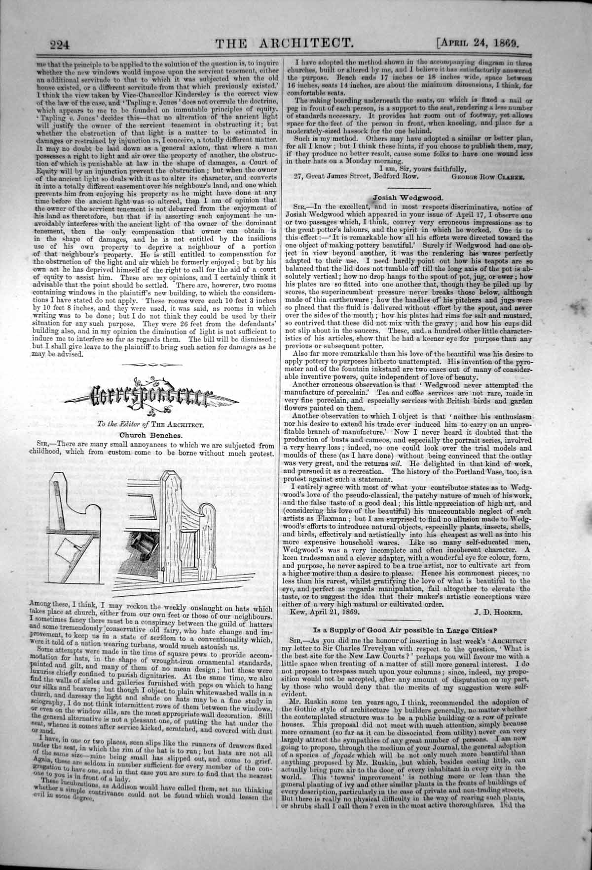 Original Old Antique Print Plan Church Benches Place Keep Hats 1869 Victorian