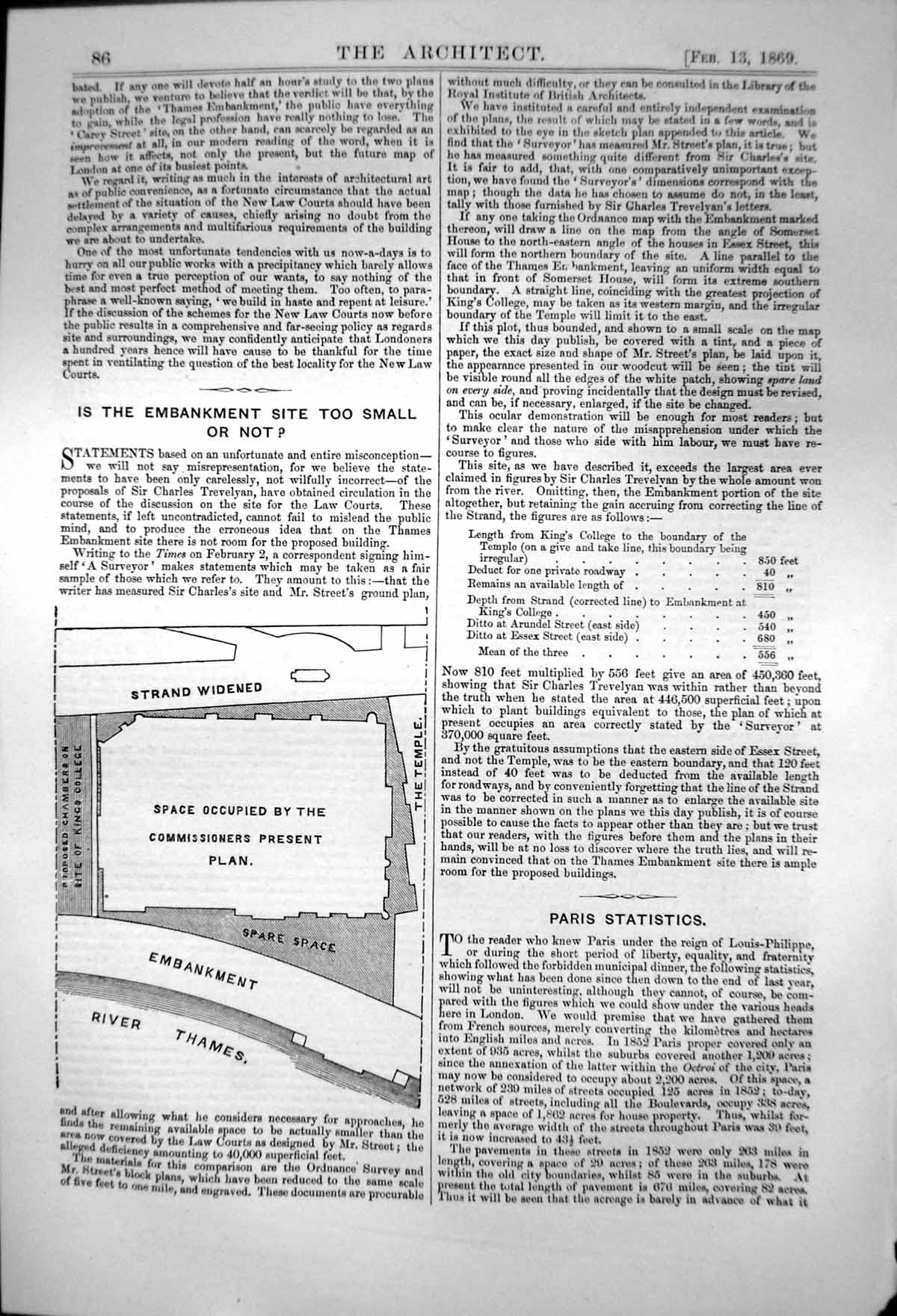 Antique Print New Law Courts Is Embankment Site Too Small River Thames 1869