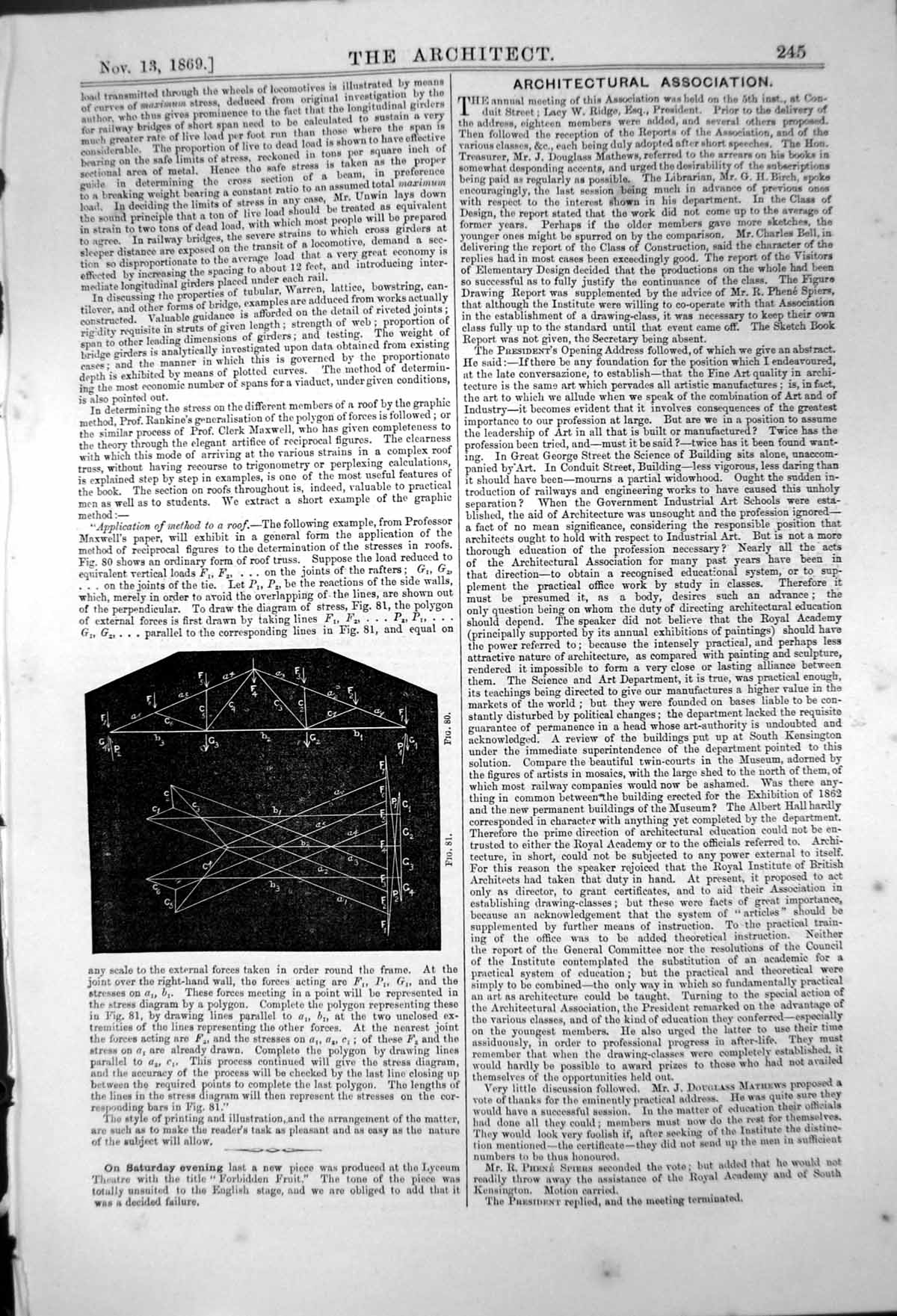 Old Restoration Lathbury Parish Church Stress Diagram Polygon Roof1870 19th
