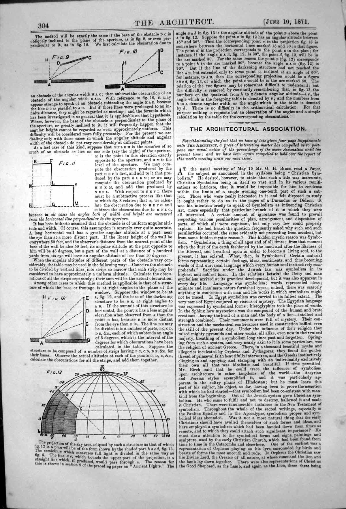 Antique Old Print Diagrams Ancient Lights Angles Obstacles Light Windows 1871