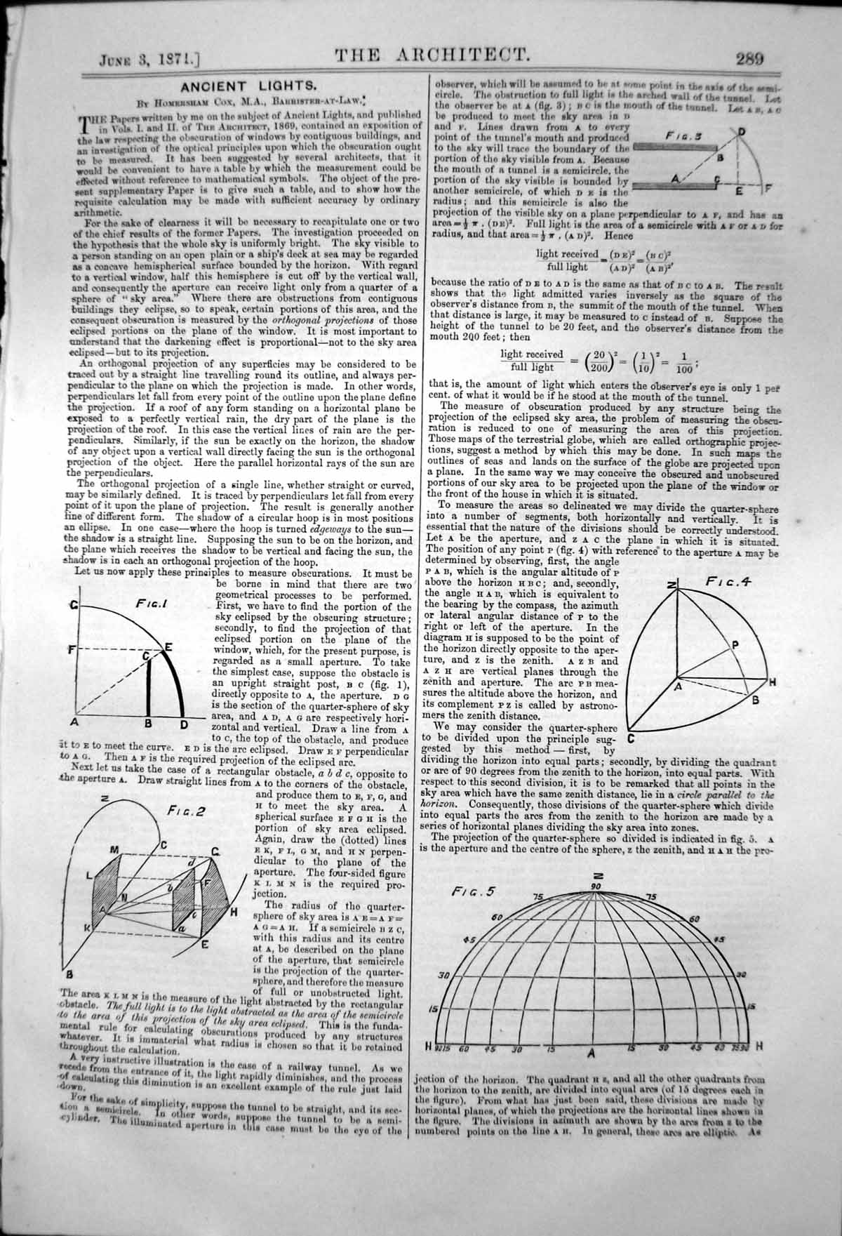 Antique Print Ancient Lights Obscuration Windows Contiguous Buildings 1871 19th