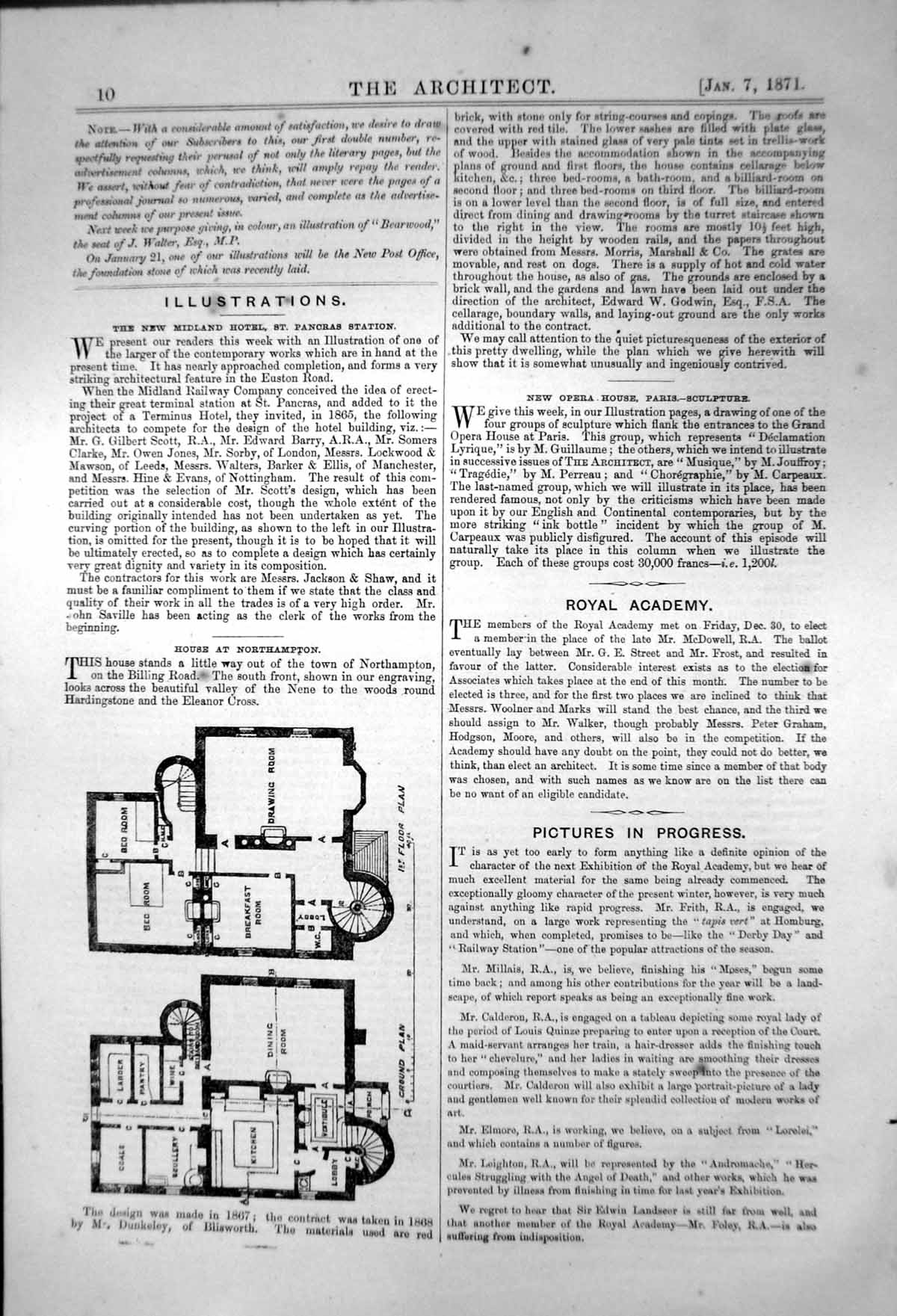 Antique Old Print House Northampton Billing Road Ground First Floor Plan 1871