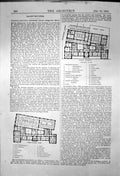 Antique Old Print Guildhall Buildings Worcester Ground First Floor Plan 1872
